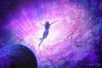 Abstract spiritual figure surrounded by light
